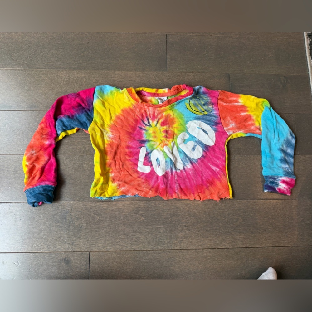 Flowers by Zoe Multi-Color Tie-Dye Top — Pink, Yellow, Green, Orange